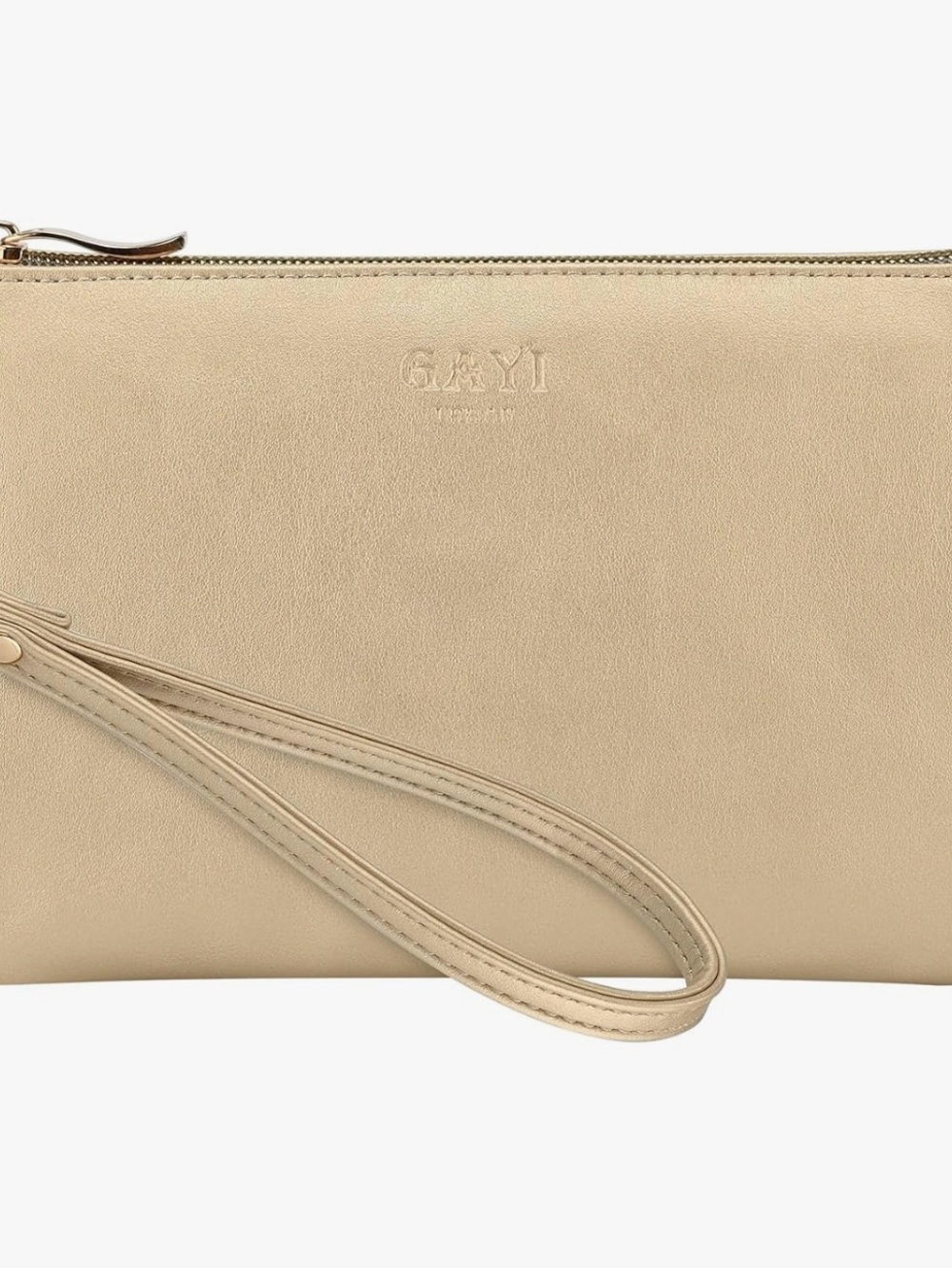 Champagne Wristlet Clutch with Detachable Chain Strap